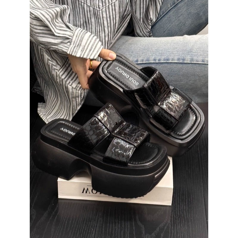 8cm Women Slippers Platform Wedges Summer Casual Women Shoes Outdoor Comfortable Beach High Slipper Dress Sandal 35 40