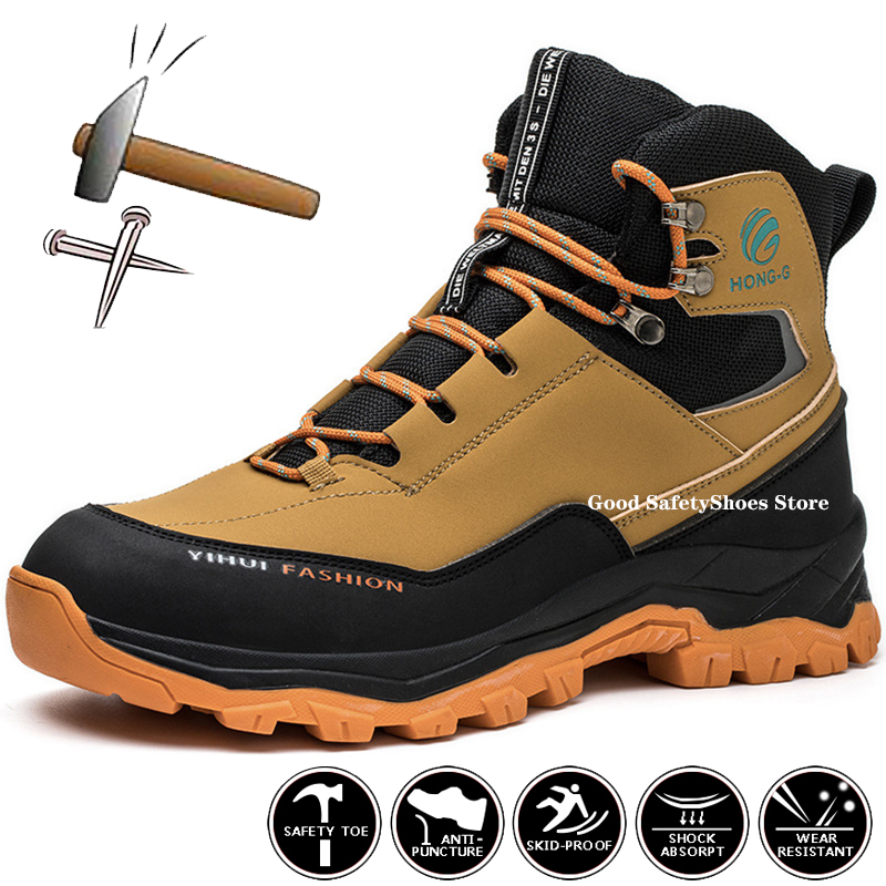 Safety Winter Men Fashion Work Steel Toe Puncture-Proof security Protective Boots Indestructible Shoes 784e