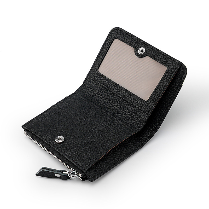 New genuine leather women's with fashionable contrasting color head layer, cowhide zipper, zero wallet, RFID anti magnetic anti-theft brush walle