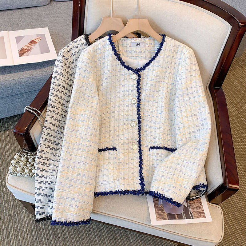 150Kg Plus Size Women's Bust 160 Autumn Loose Small Fragrant Jacket Long-Sleeved Temperament Coat 4Xl 5Xl 6Xl 7Xl 8Xl 9Xl 10Xl