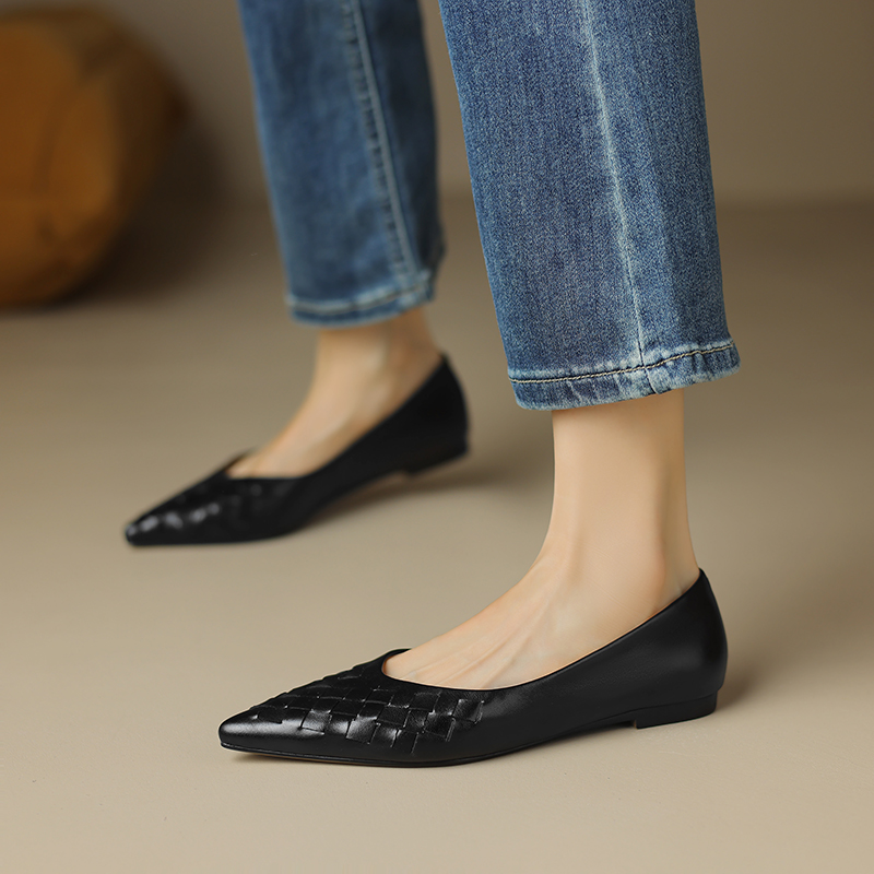 2024 Spring Autumn Genuine Casual Women Loafers Flats Ladies Real Leather Shoes Retro Low Heel 6837