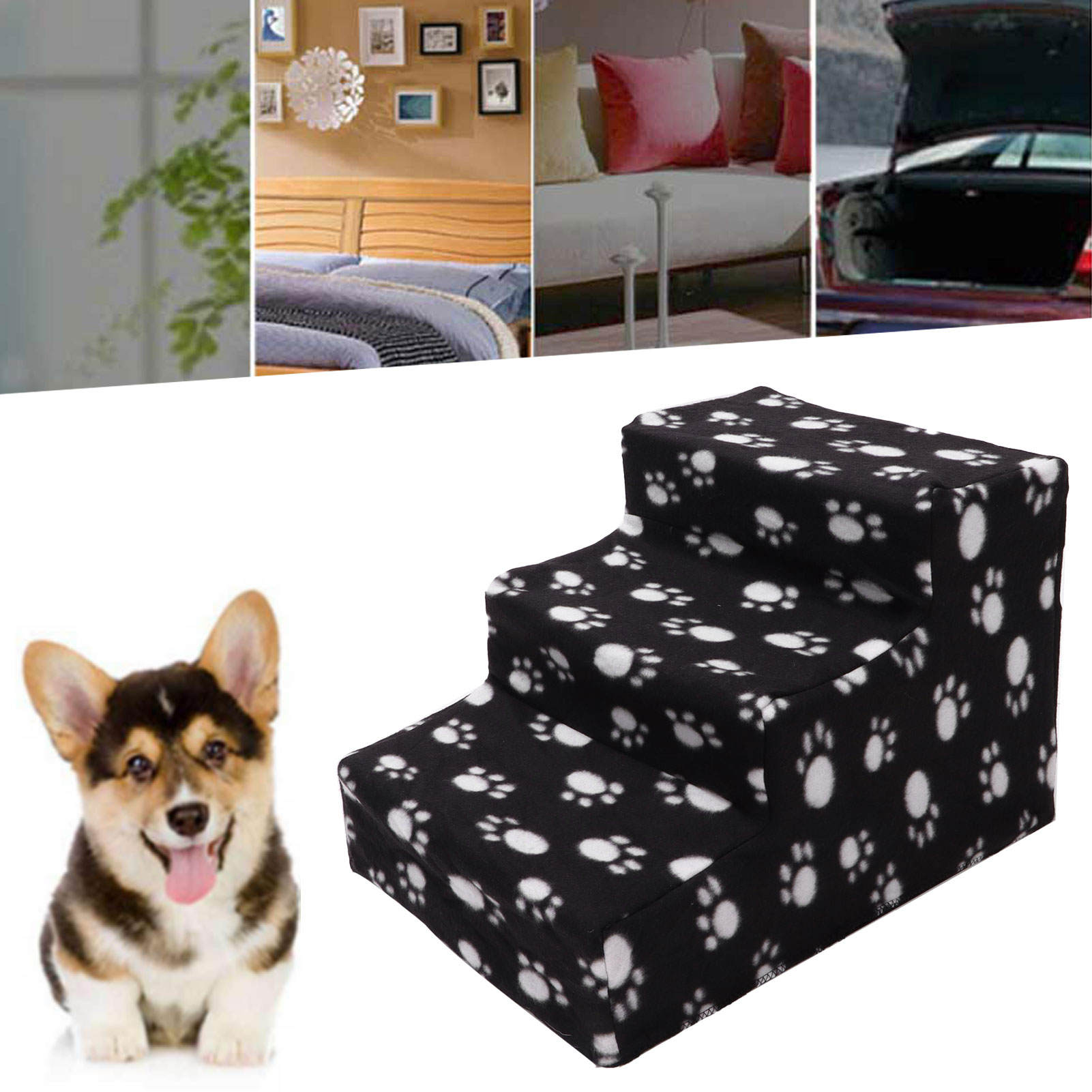 Pet Climbing Ladder 3 Tiers Portable Non Slip Removable Dog Stairs For Dogs And Cats