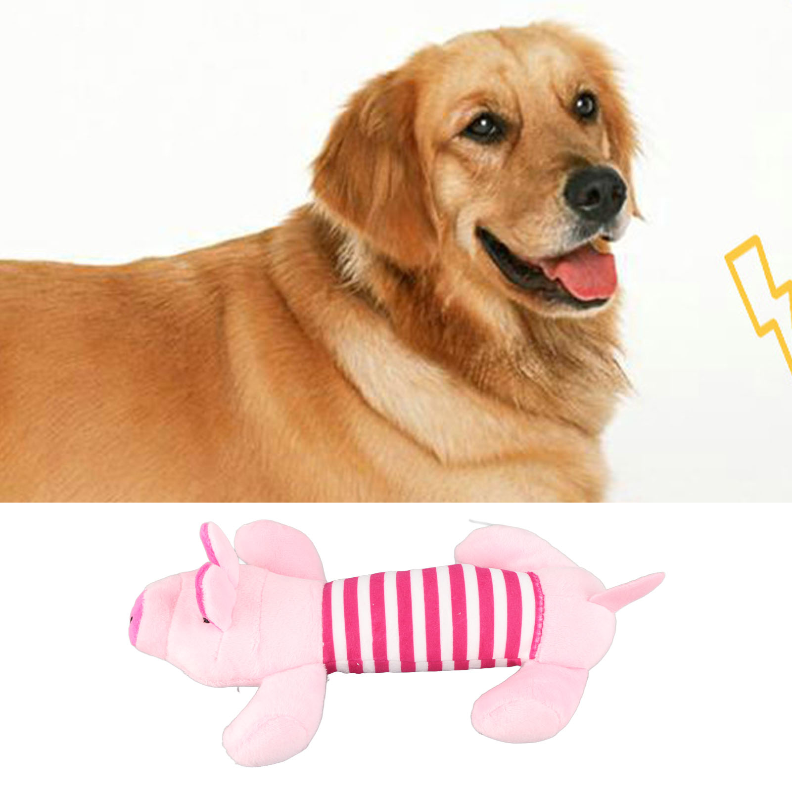 Dog Plush Toy Cute Striped Animal With 4 Legs Squeaky Dog Chew Toy For Pet Dog Cat Teeth Grinding Cleaning
