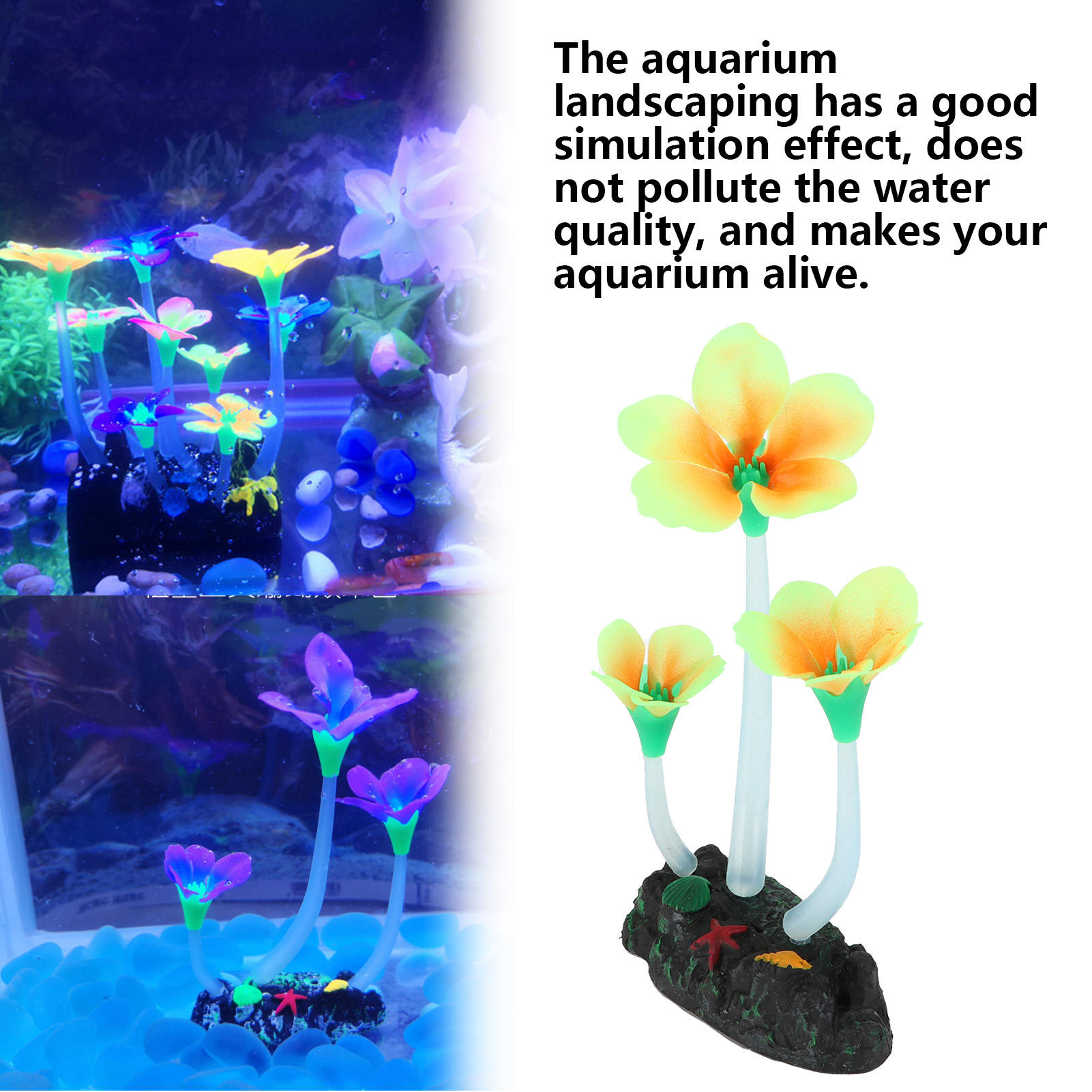 Lifelike Silicone Artificial Aquarium Plants, Colorful Glowing Coral, Fish Tank Decorations
