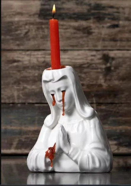 Halloween Decorations Weeping Mary Creative Candlestick Home Decoration Candle Holder Resin Crafts Ornaments 240904