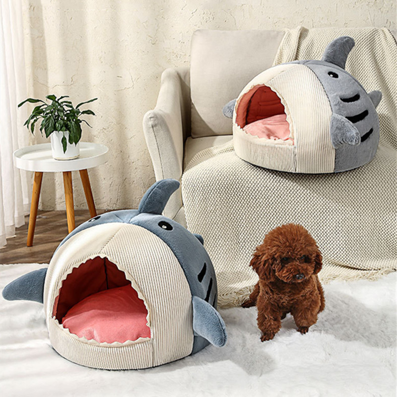 Bed Winter Warm Semi-enclosed Big Mouth Shark Dog Kennel Pad Pet Supplies Comfortable Cat House Sleep Bag Dropshipping