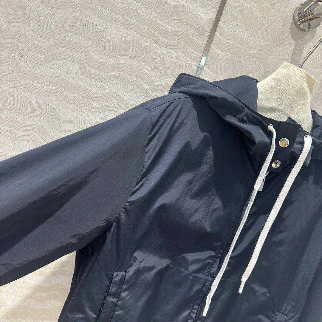 2024 Autumn New Navy Blue Color Hoodie Brushed Long Sleeve Casual Jacket Womens Zipper Flying Street Clothing Loose Jacket W240914