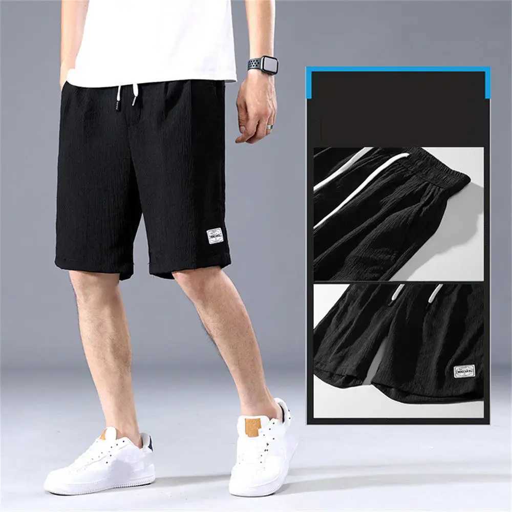 Lce Silk Shorts Mens Thin Sports Cropped Pants Loose Straight Leg Cool Breathable New Fashion Trend Casual Pants Y240914