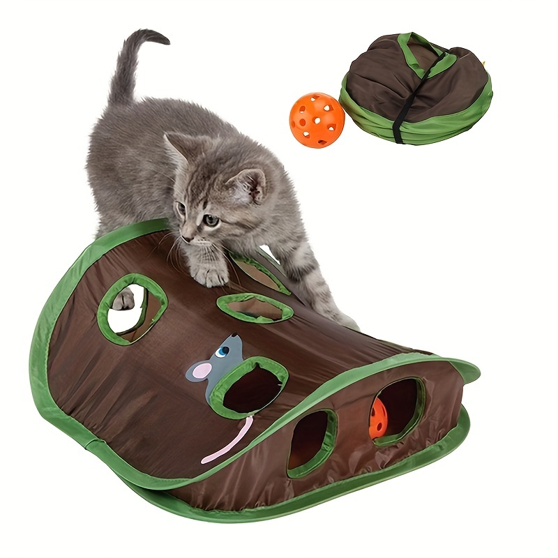 Pet Cat Interactive Hide-and-seek Toy, 9 Hole Tunnel Rat Catching Toy, Pet Hiding Hole, Foldable Toy