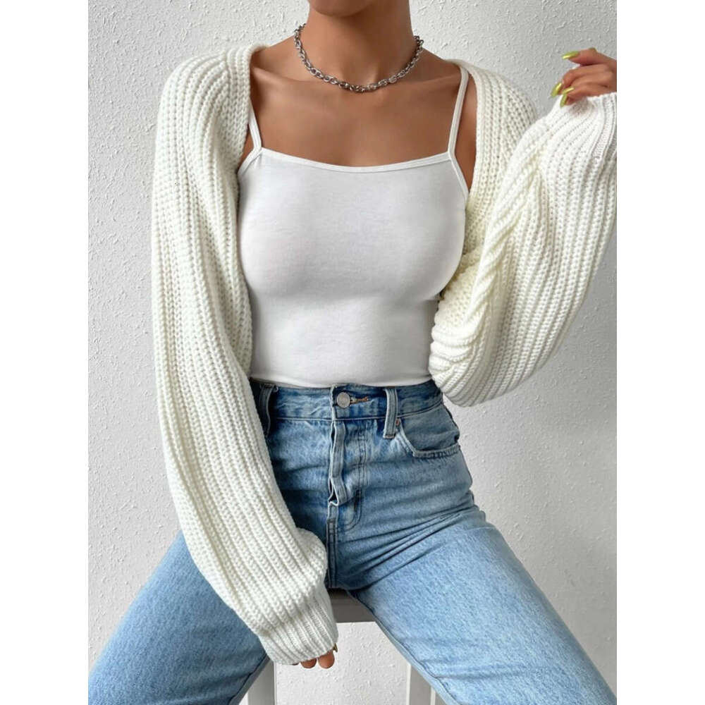 New minimalist and versatile long sleeved loose knit sweater for women wearing outside