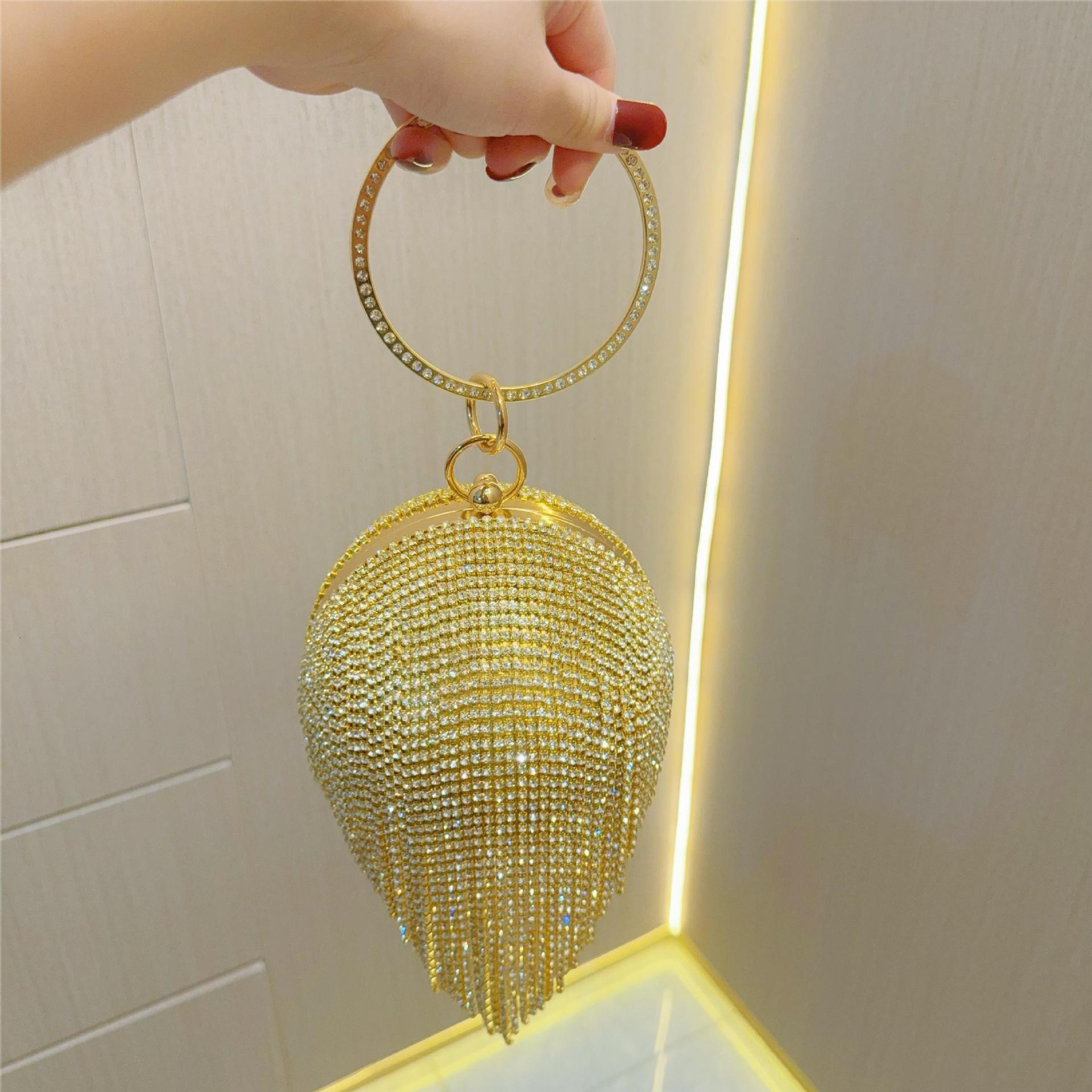 New Water Diamond Women's Tassel Small Handheld Bag, Single Shoulder Oblique Straddle Banquet Bag