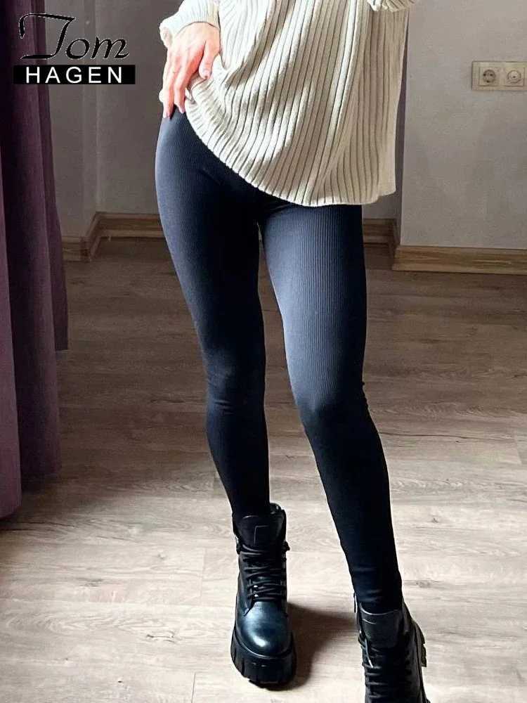 2023 Womens Winter Leggings with Fleece Cotton Thick Skinny Thermal Velvet Legging Casual Brown Warm Ribbed Leggings for WomenX240914
