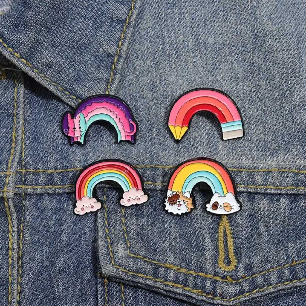 Sea Life Rainbow Brooch Shark Jellyfish Seahorse Clothing Accessories Collar Pin Metal Badge Bag Pins Badges Hair BroochesX240914