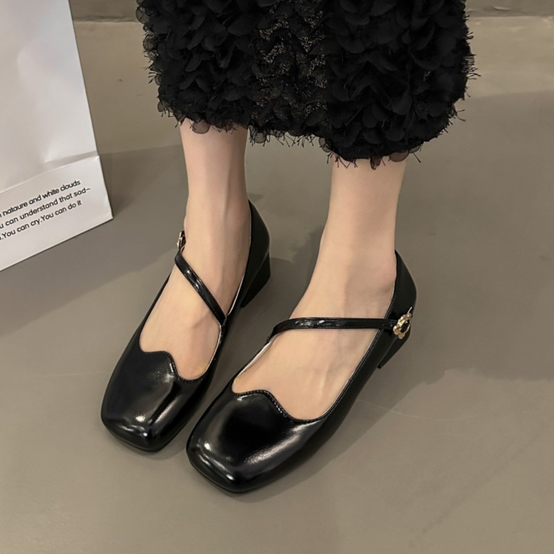 Leather wer Buckle Pumps - Mid Heels Mary Janes for Women 4
