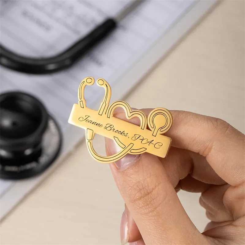 Customized Engraved Your Name Personalized Lapel Pin Brooch For Doctor Stainless Steel Custom Professional Brooch Pins JeweX240914