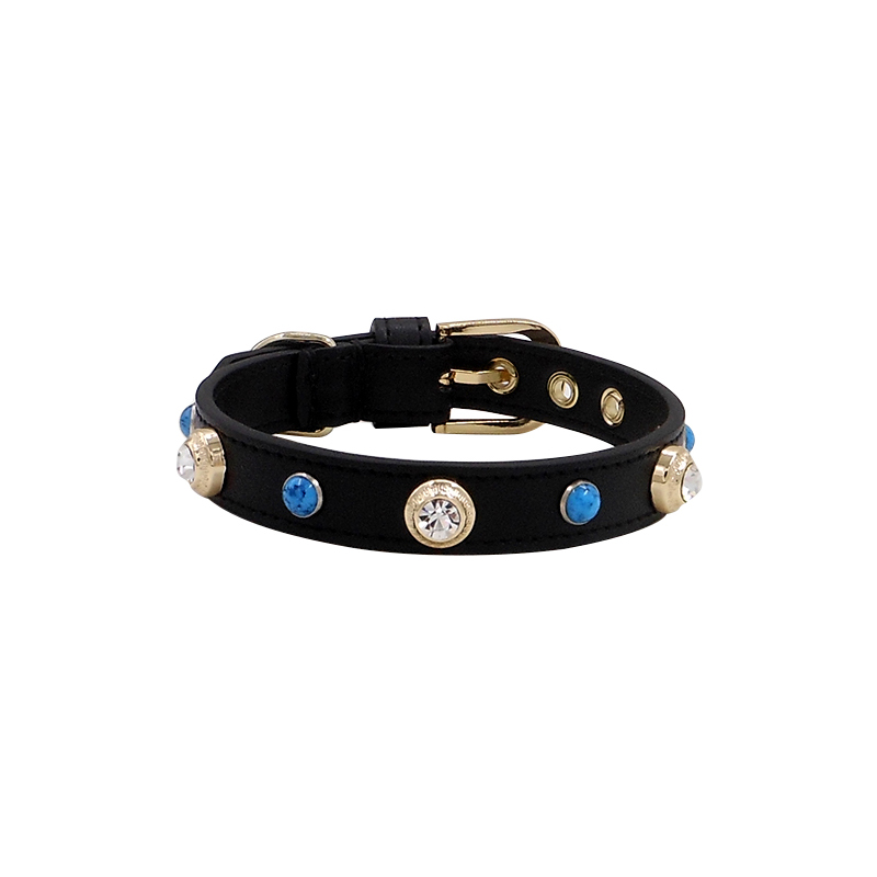 urious Dog Pet Collar Cat Necklace Accessories Bg Rhie Custom Designer Genuiner Blue Turquoise Leather