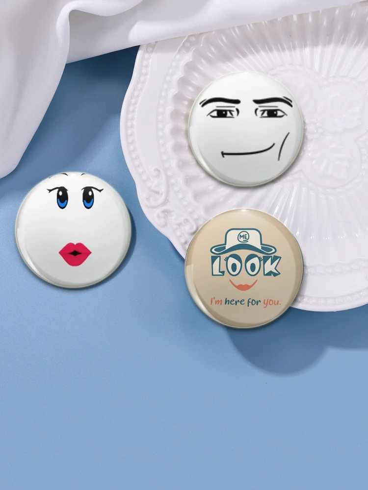 Face Winning Smile Cute Funny Creative Brooch Figures Pins Round Button Pin Backpack Clothes Decoration Fashion Jewelry GiftsX240914