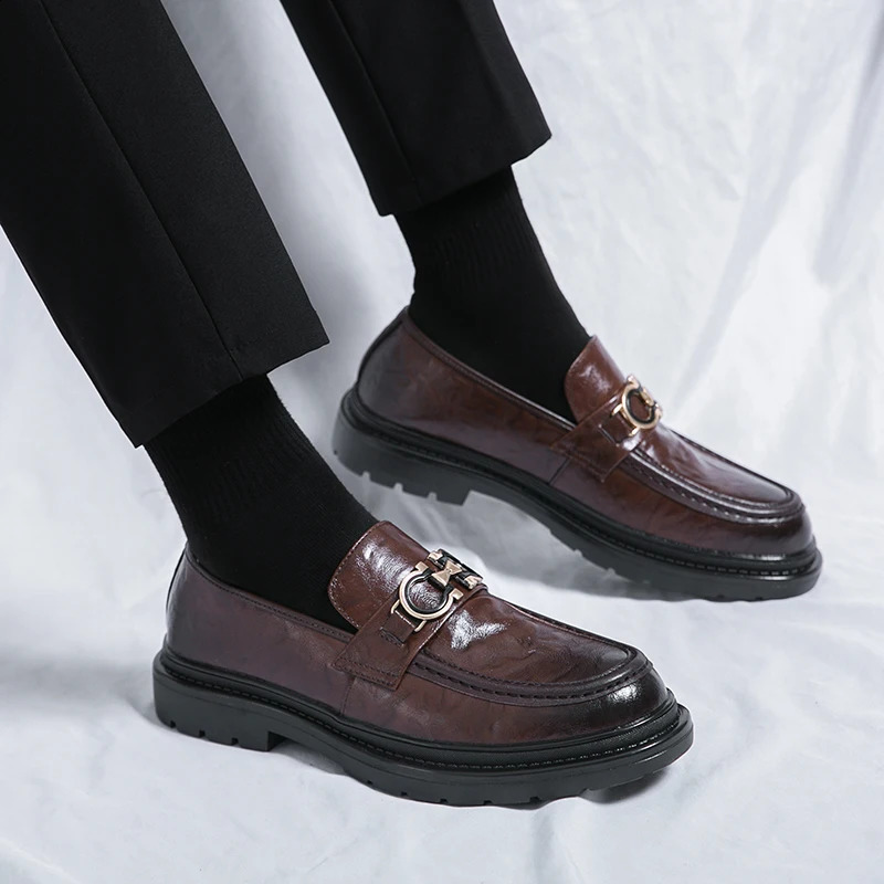 Men Business Casual Slip-On Leather Shoes Casual British Style Loafers Man Fashion Party Dress Shoes Comfy Driving Shoes 240904