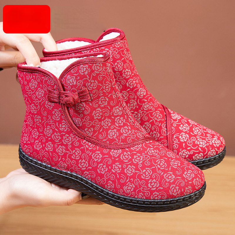 Winter Boots Women Cotton Shoe Solid Flat Plush Warm Snow Woman Boots Women's Sneakers Button Ankle Boot Casual Shoes for Female