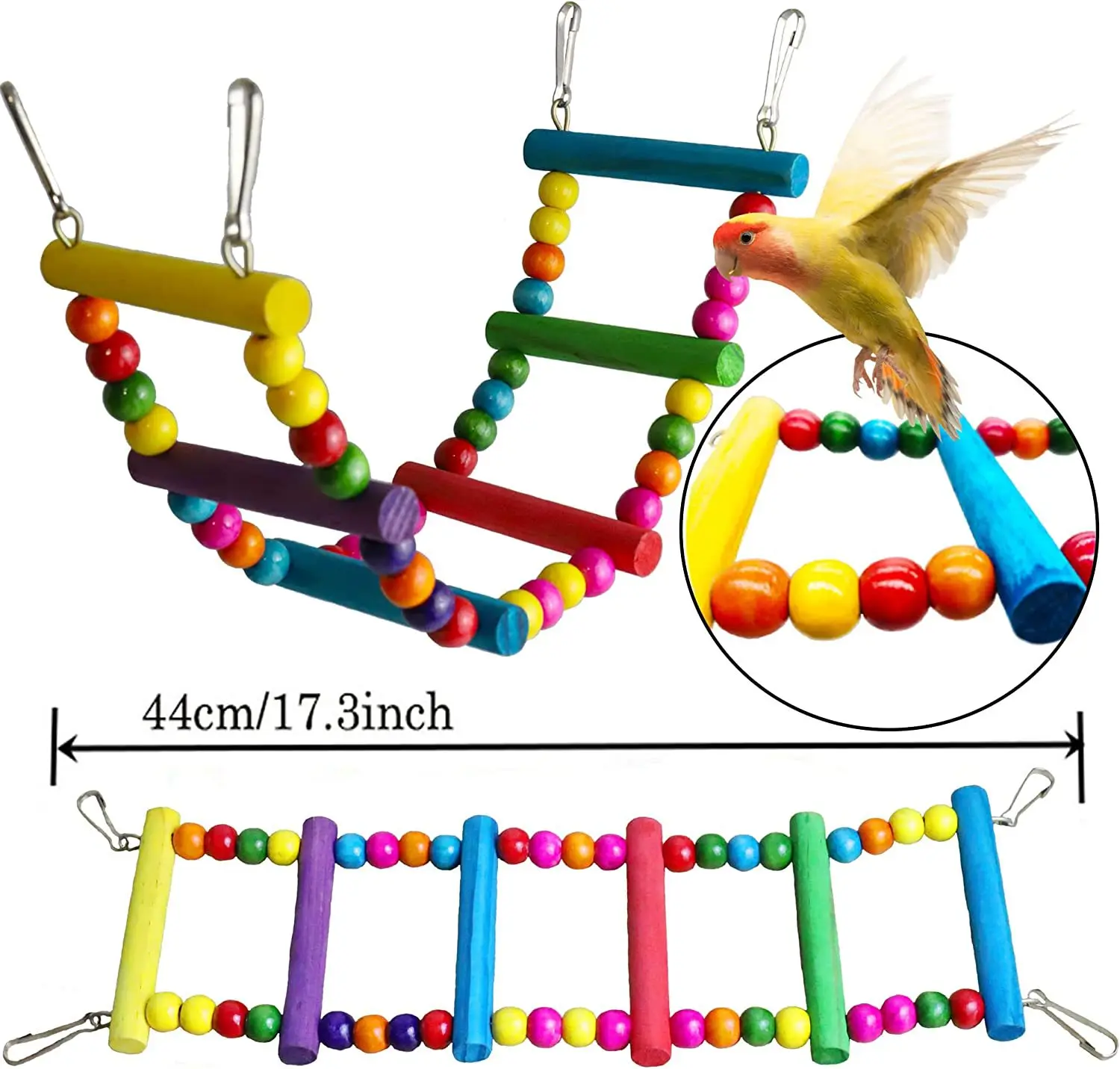 7 pcs Cage for Parrots Wood Birds Swing Reliable Chewable Bite Bridge Wooden Beads Shape Parrot Toy Bird Toys