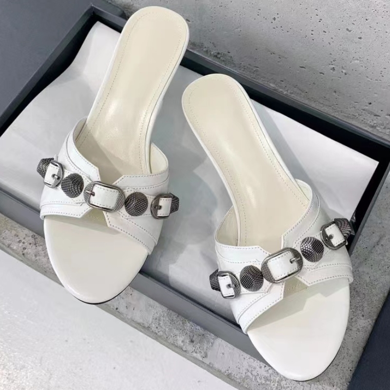 Fashion Summer Slippers Mules Shoes Woman Outside Sexy High Heels Slides White Pink Black Sandal Party Shoes Female Luxury