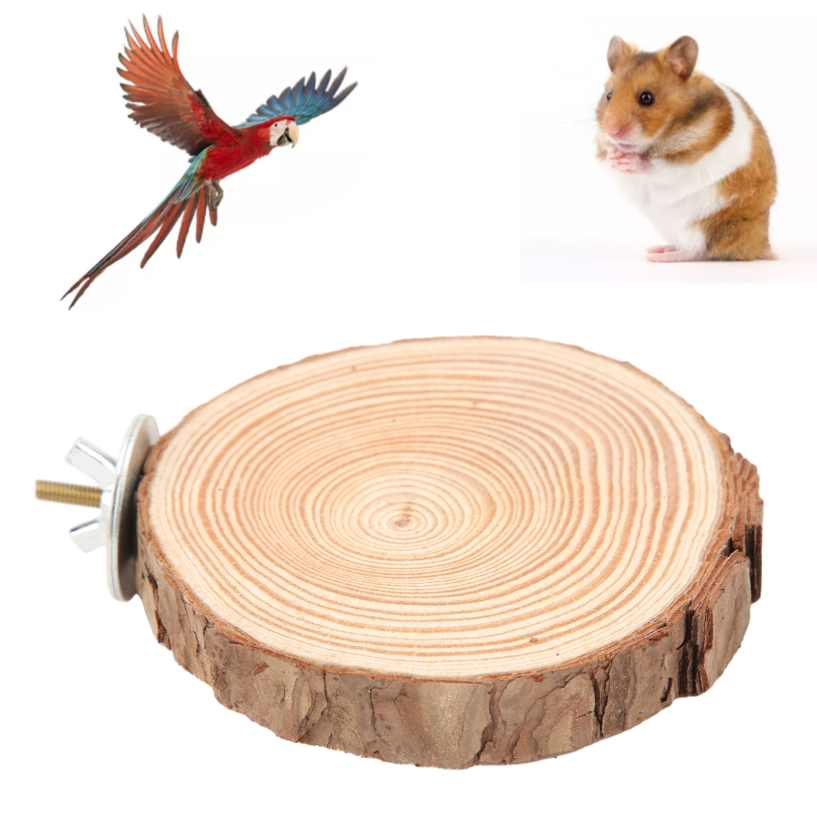 Birds Round Perch Natural Wooden Stand for Cage Birds Parrots Biting Standing Round Natural Wood Stand for Bird