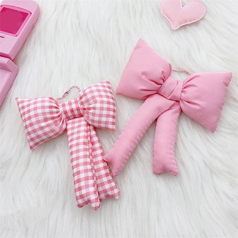 Bow key chain bag pendant soft cotton key ring fashionable backpack handbag accessories 240914