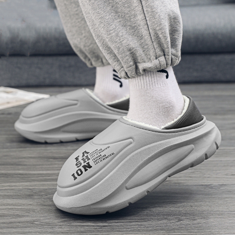 NEW Winter Men Women Warm Slippers Cotton Slippers Outdoor Indoor Home Non-Slip Shoes Men's Bedroom Warm Plush Slippers 36-45