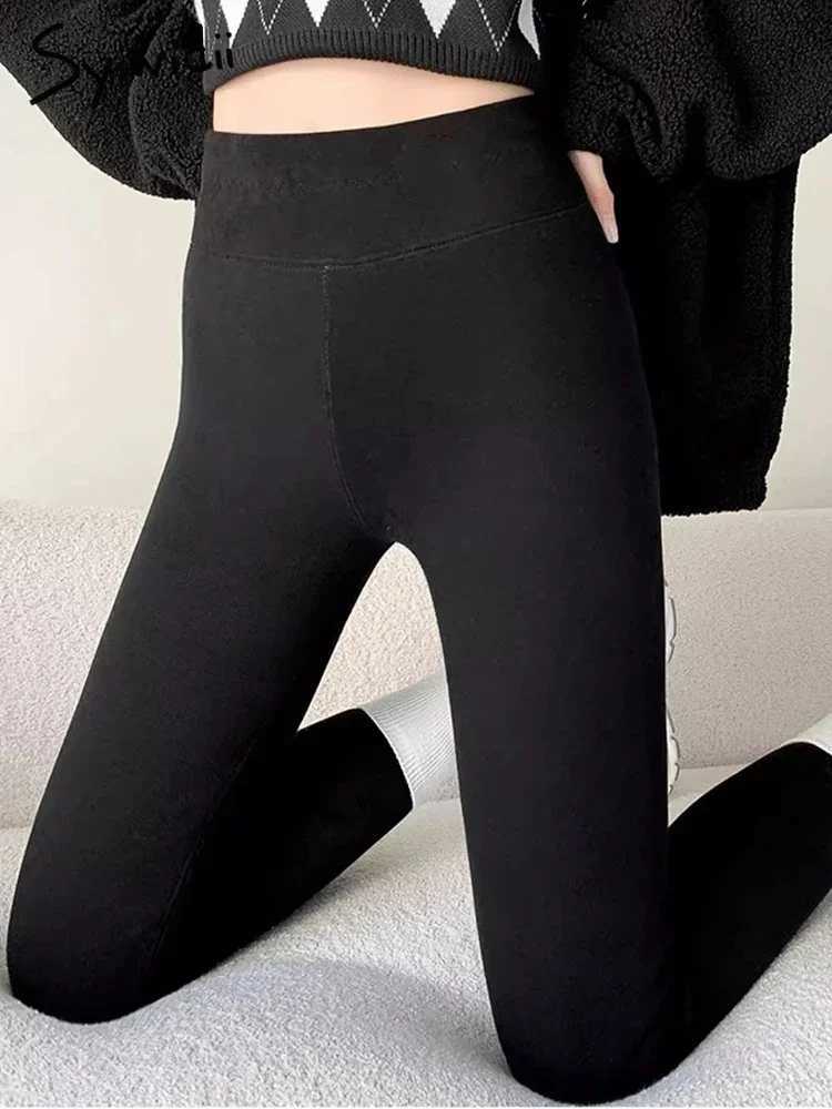 Syiwidii Winter Leggings for Women Thermal Velvet Fleece Solid Pants 2024 Stretch Warm Female High Waist Casual Slim LeggingsX240914