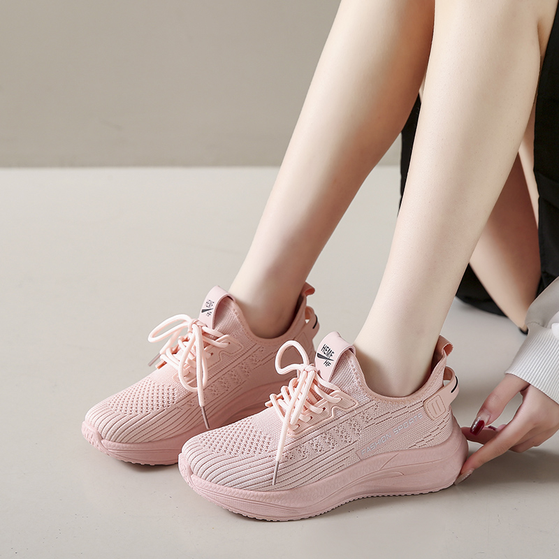 Spring Green Mesh Breathable Sneakers Sports Air Cushion Lace-up Flat Casual Shoes Women Outdoors Fashion Slip on Walking Shoes