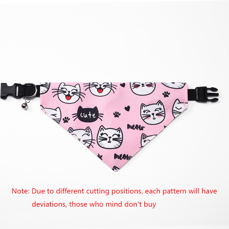 Pet Triangle Towel Adjustable Small Cat and Dog Cute Scarf Cat and Dog Saliva Towel with Bell & Quick Release Buckle for Cat Dog