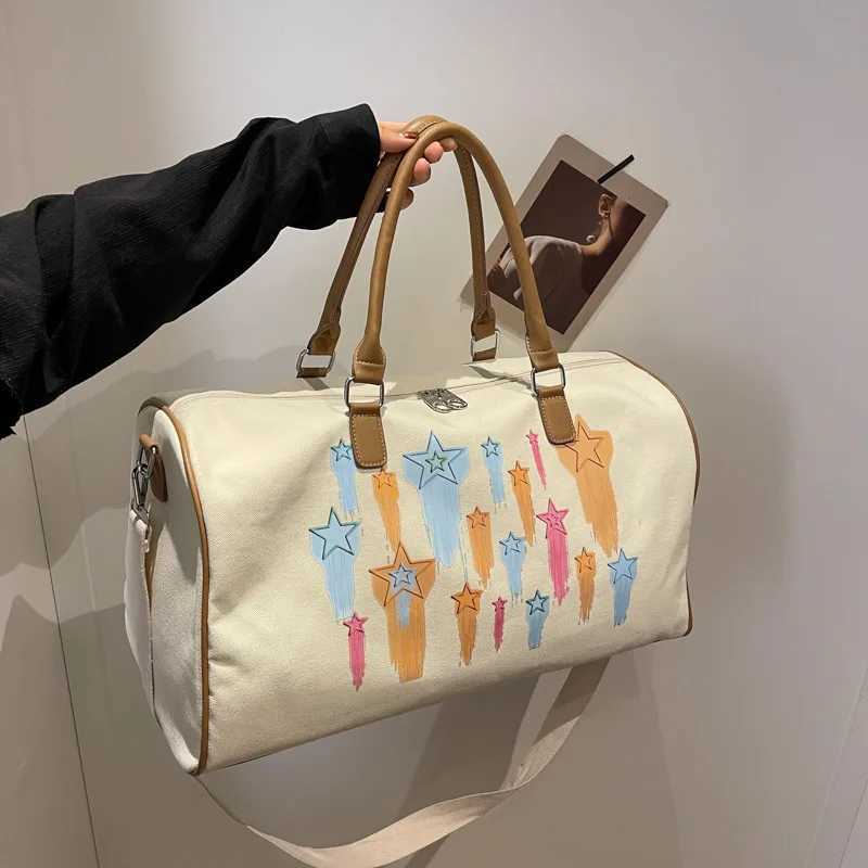Carry on Short Distance Travel Bag Graffiti Outdoor Sports Gym Fitness Shoulder Tote Large Storage Luggage Handbag for Women 240914