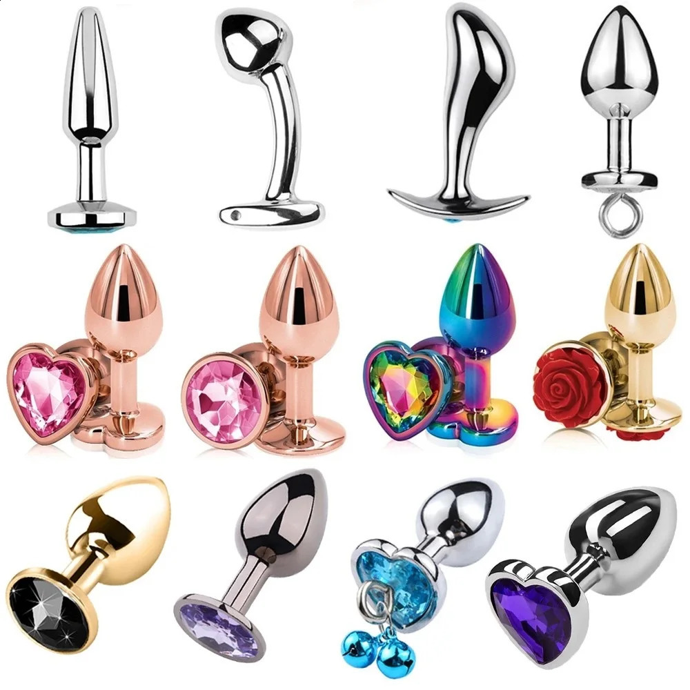 Small Size Metal Anal Beads Butt Plug Mini Rainbow Rose gold Butt Plug Crystal Jewelry Trainer Anal Dildo Masturbation Sex Toy 240914