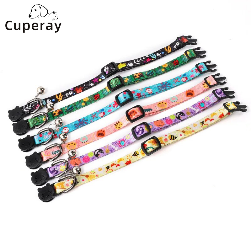 Cat Collars Breakaway with Bell Colorful Summer Cat Safety Adjustable Collar for Cats Cute Kitten Collar for Pet Kitten Supplies
