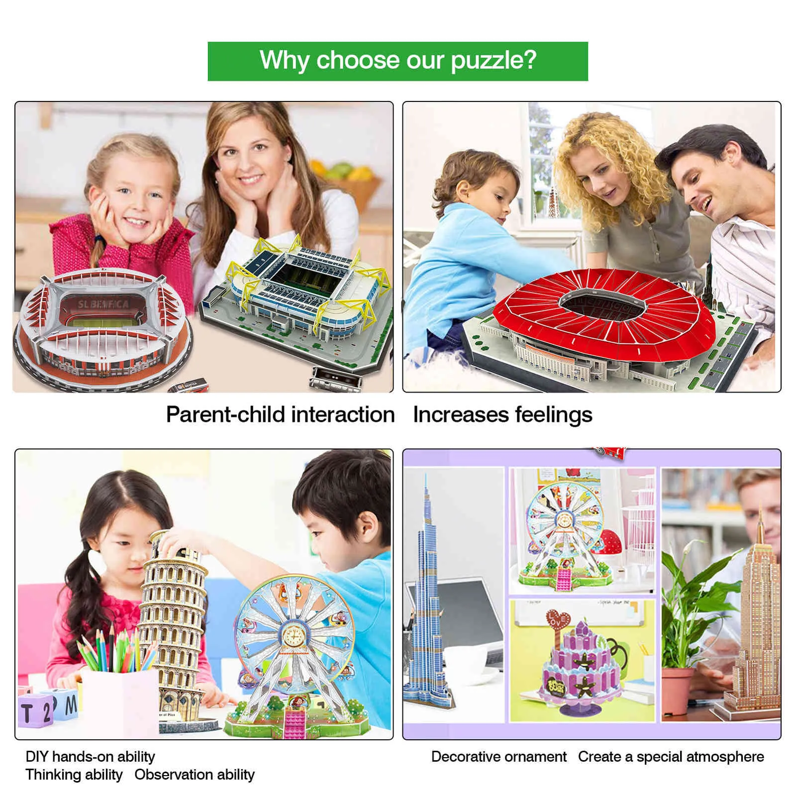 Interactive Architectural Bricks Toy Collection of World-Famous Stadia including Old Trafford and Barcelona's Nou Camp Football Field Toy Stadium