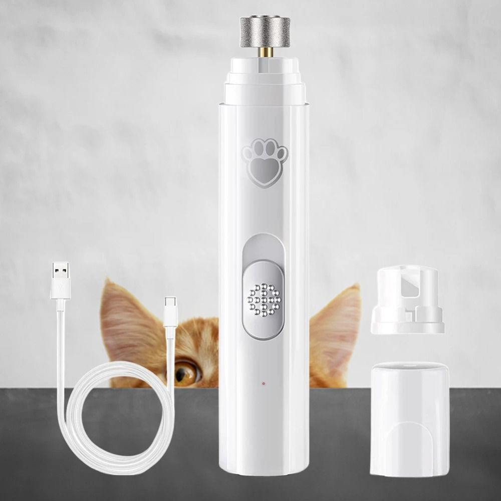 New USB Rechargeable Electric Dog Nail Grinder LED Light 2-Speed Pet Nail Clipper ABS Pet Nail Trimmers