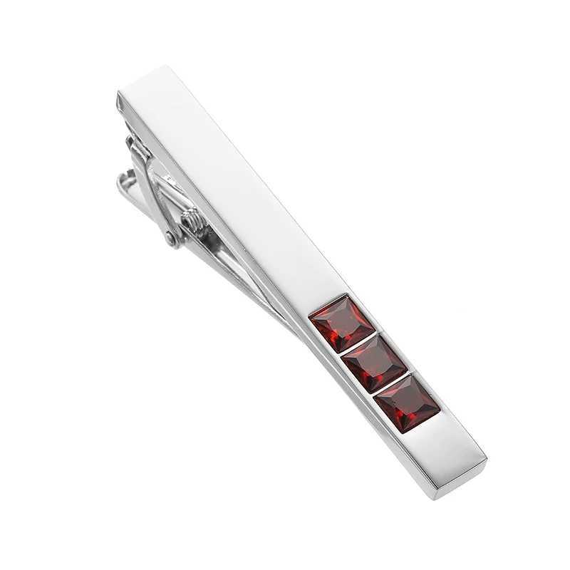 New copper material shiny red blue black crystal tie clip fashion brand mens wedding tie clip clothing accessories wholesaleX240914