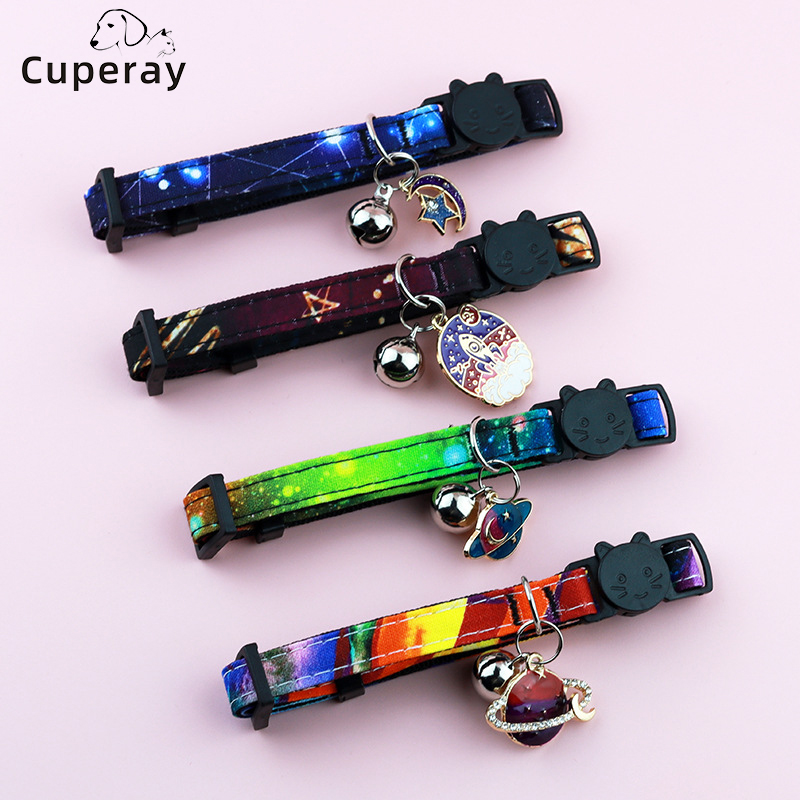 Breakaway Cat Collars with Bell Moons Stars Cute Kitty Adjustable Safe Kitten Collars with Metal Pendant Cats Kitten Accessories