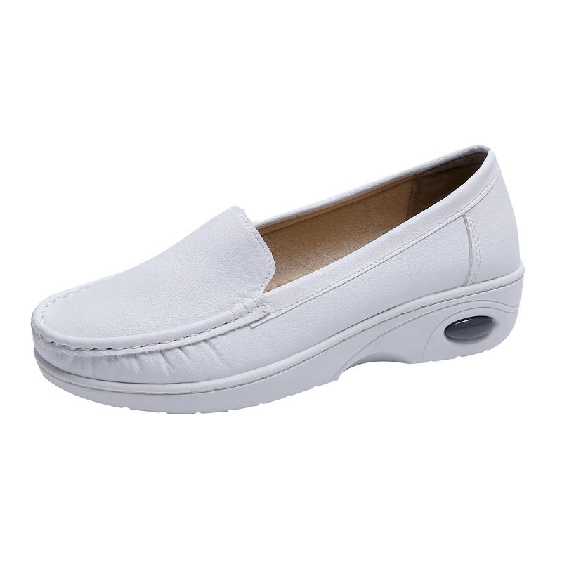 2022 Women Shoes Spring Autumn Leather Flats Woman Footwear Slip on Loafers Mother Moccasins Shoes Female Wedge Shoes Large Size