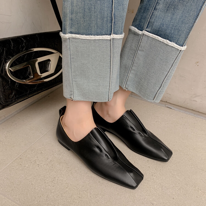 Genuine Autumn Leather for Square Toe Low Heel Pumps Retro Soft Shoes Women atos para mujeres cc20