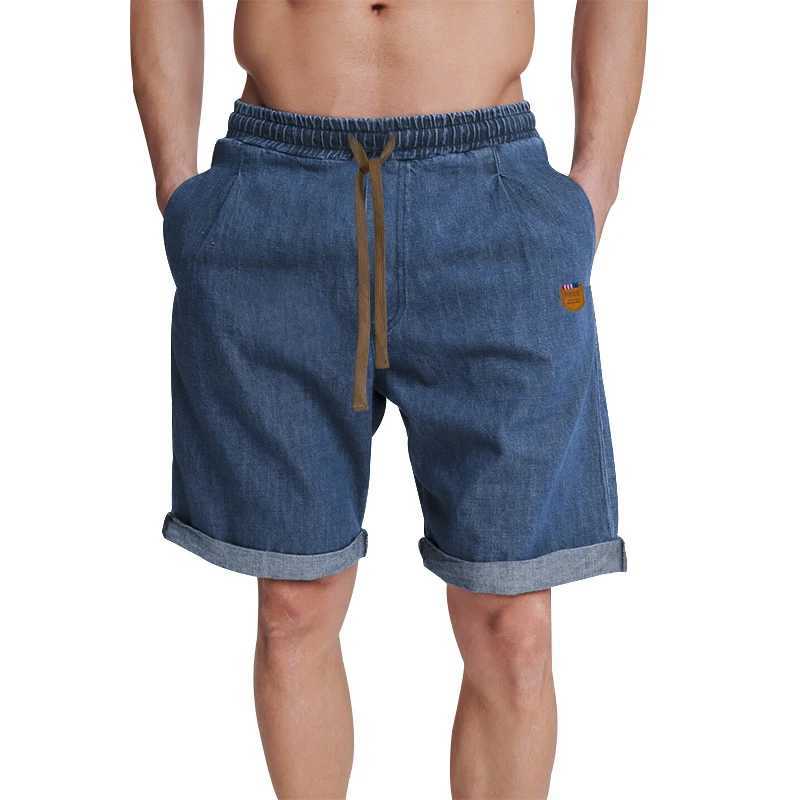 Summer High Quality Denim Shorts Mens Cotton Comfortable Casual Heavy Solid Color Embroidered Quarter Pants Mens ClothingX240914