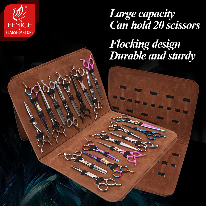 Fenice Barber Pet Scissors Storage Case Salon Pack of 20 Flocking Fabric Pouch Haircut Shears Holdster Bag Portable Storage Box