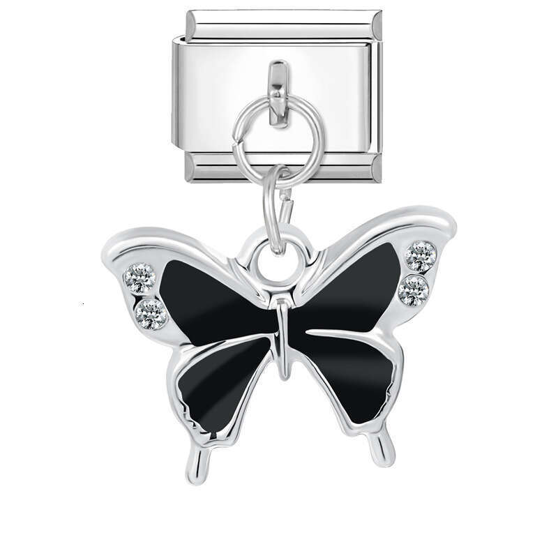 New Women's Gift Cute Dragonfly Butterfly Tulip Pendant Italian Charms Links Bangle Beads Fit 9mm Stainless Steel Bracelet Making DIY For Women F