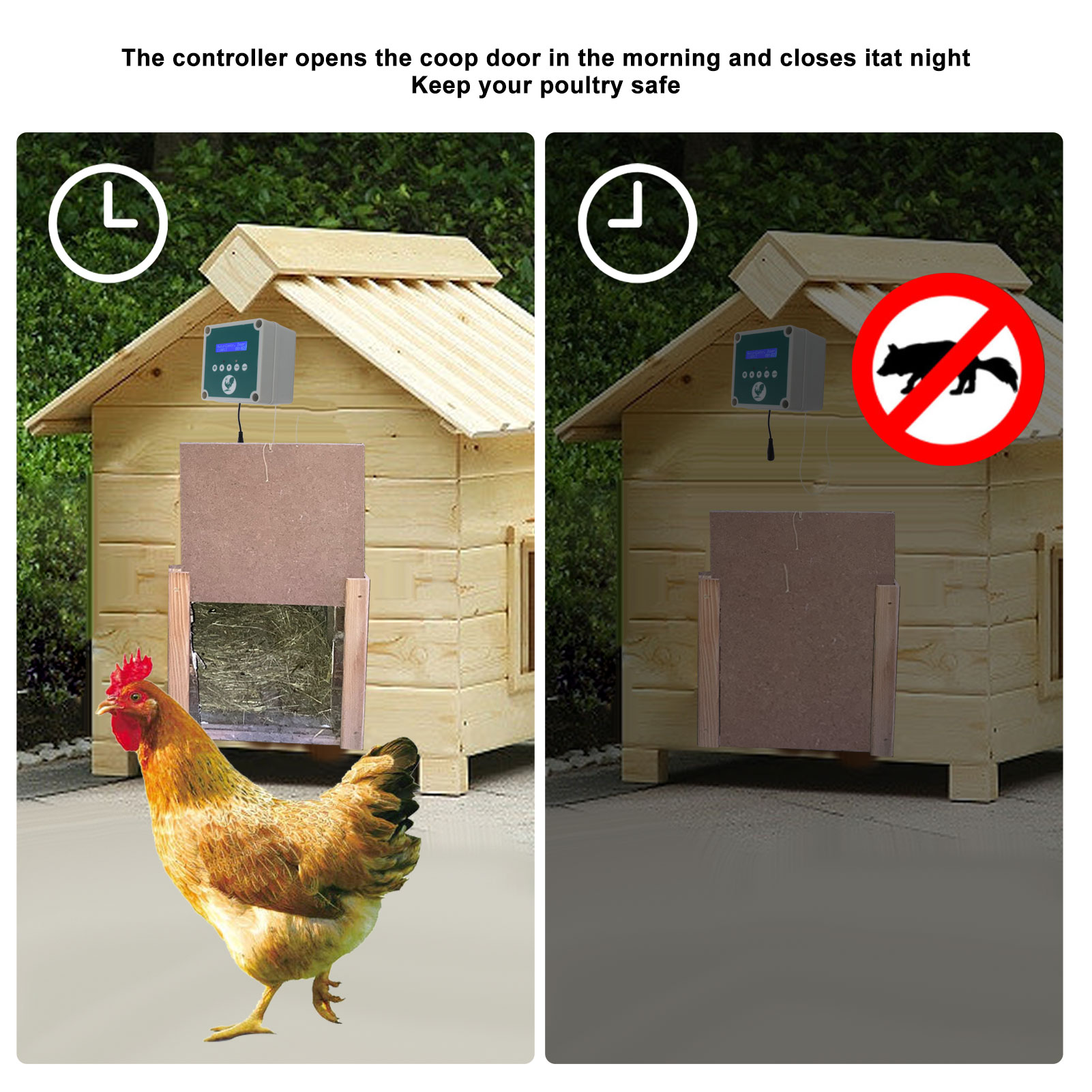 Automatic Chicken Coop Door Controller Cage Opener Remote Control Poultry House Door Actuator Motor Kit with Timer Light Sensor