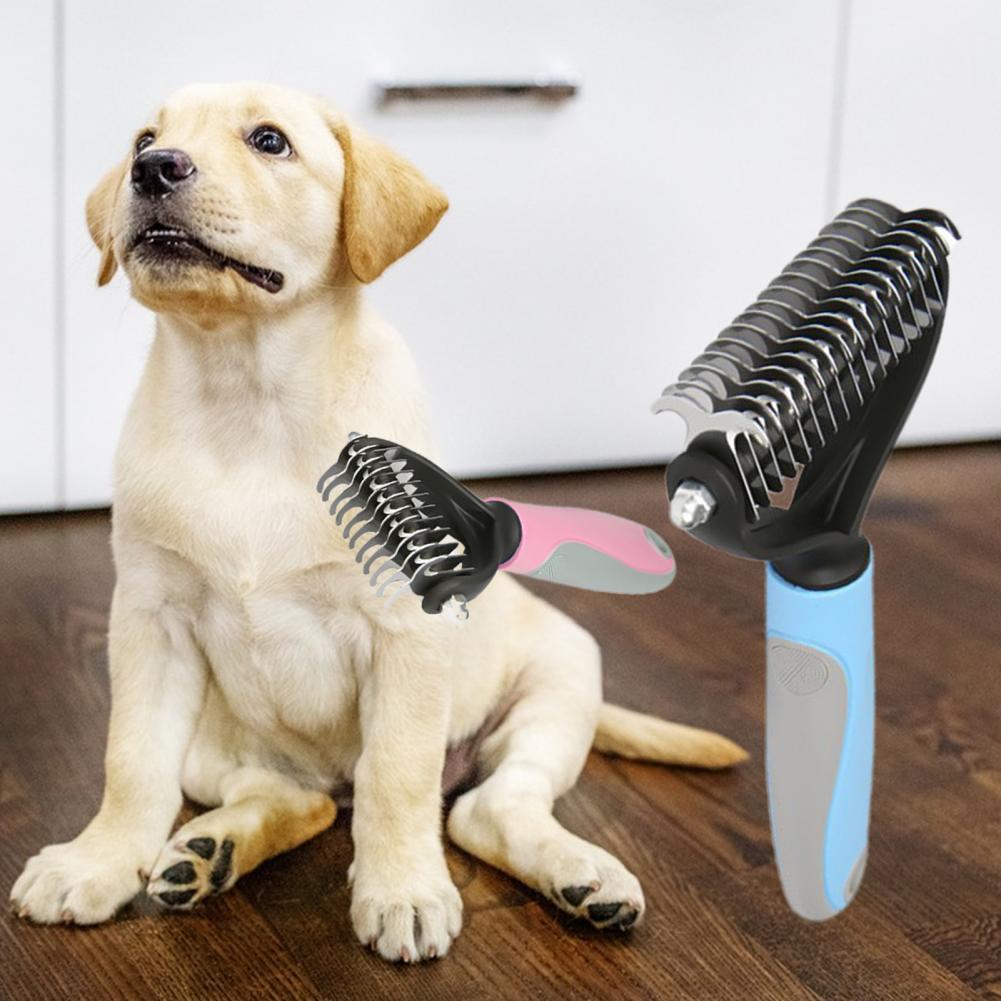 Hair Cleaning Brush Practical Cat Dog Hair Removal Comb Pet Groomer Stainless Steel Pet Hair Removal Comb