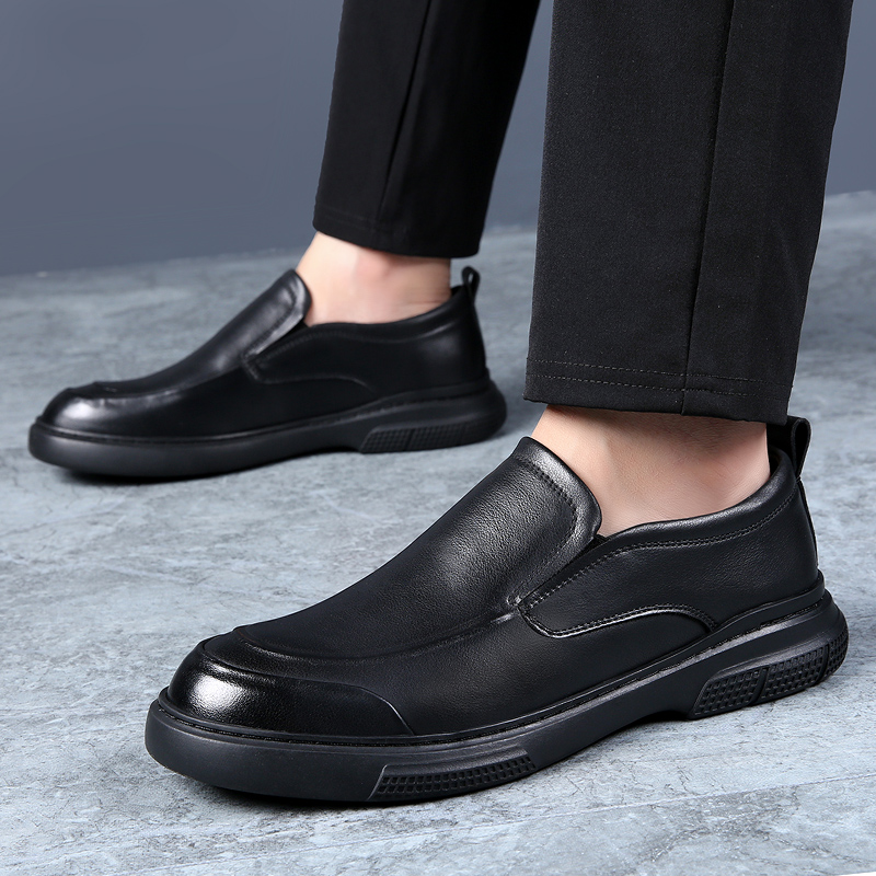 Brand 2023 Winter Plush Dress Slip On Casual Black Leather Men Loafers Wedding Party Male Shoes men b491