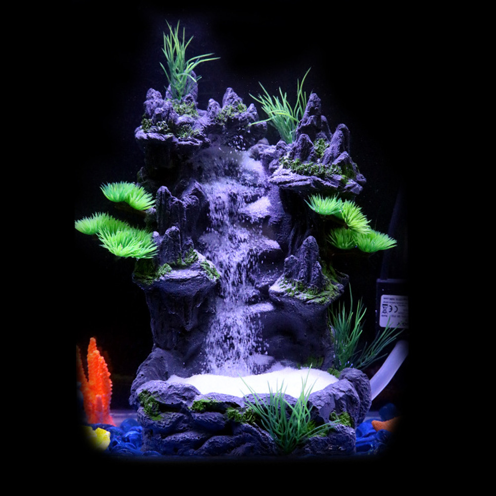 Aquarium Decoration Aquarium Waterfall Rockery Landscape Ornament Aquarium Resin Mountain Fish Tank Rockery Ornament