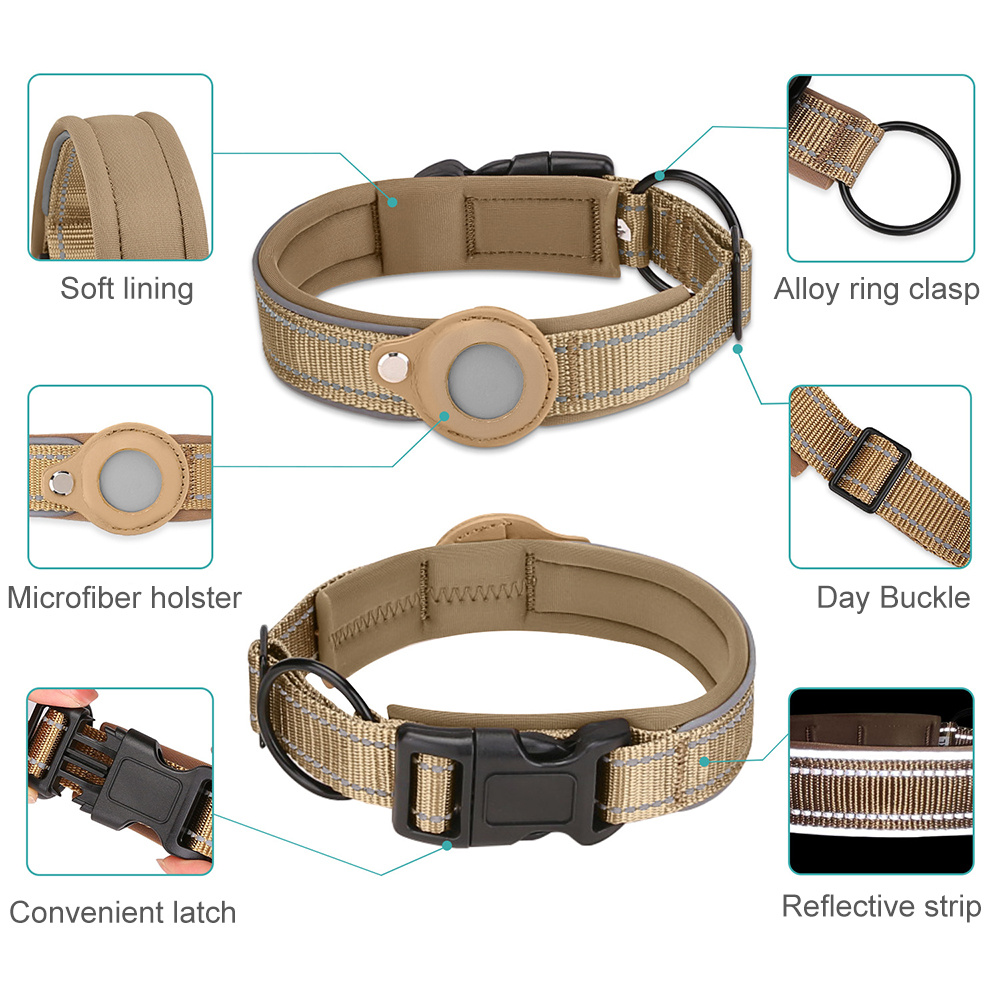 AirTag Dog Collar, Reflective Airtag Dog Collars,Thick Padded Integrated AirTag Dog Collars Holder for Small Medium Large Dogs
