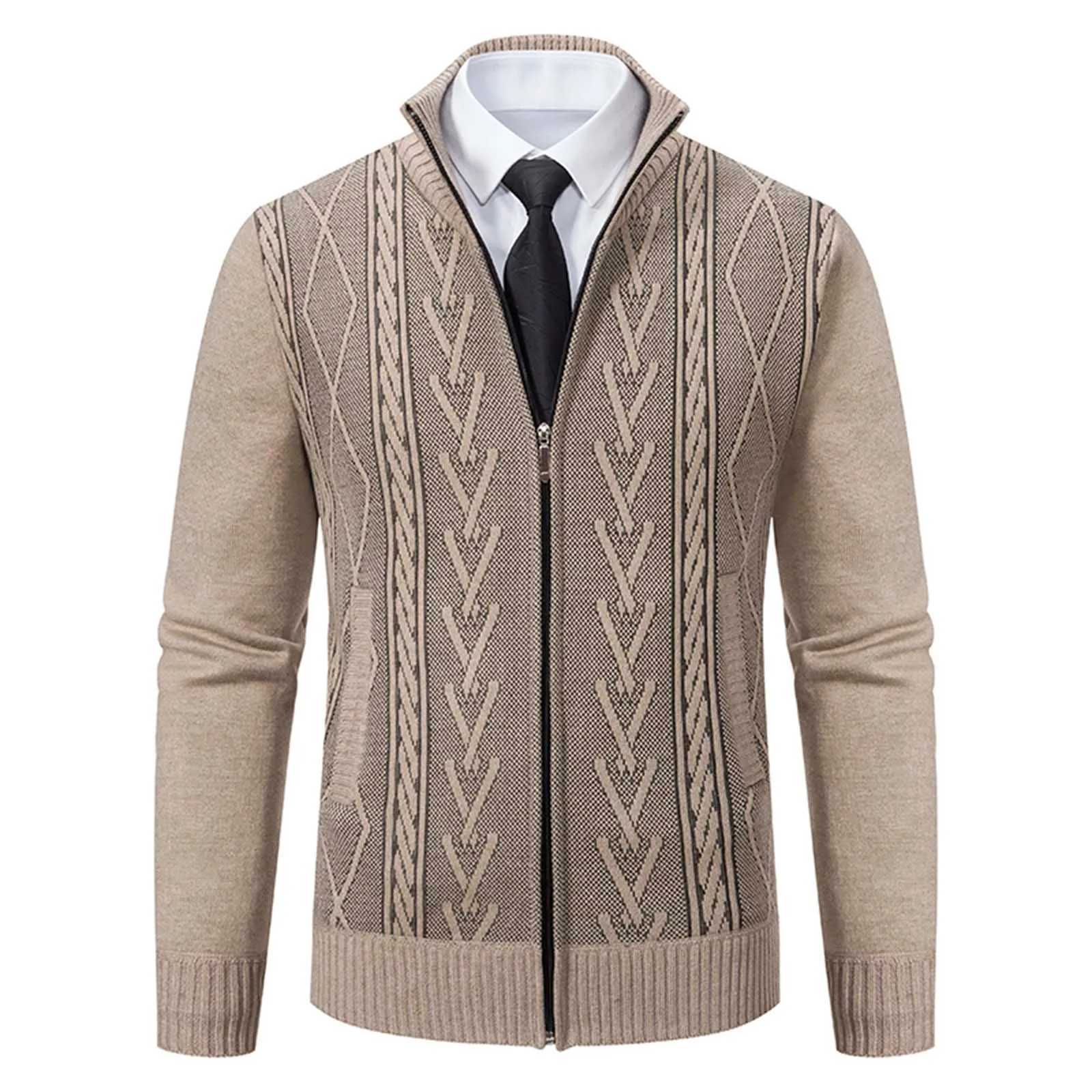 Man Knit Sweater Cardigan Mens Y2K Zipper Sweater 2024 Male Luxury Solid Color Jersey Casual Business Warm Jumper Harajuku CoatXJ240907
