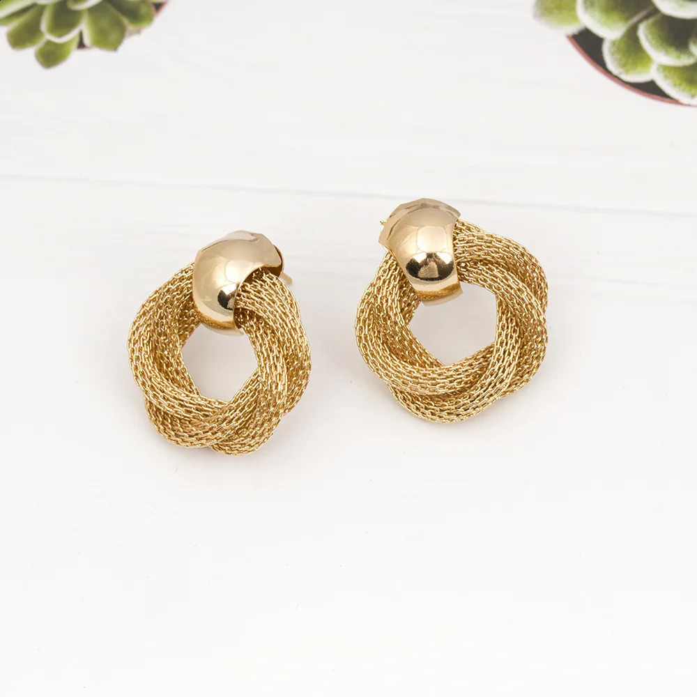 Vintage Metallic Twisted weaving Round Circle Dangle Earrings 2024 Fashion Wedding Party Drop Earrings for Woman Jewelry 240914